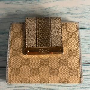 Gucci Tan and Brown Monogram Wallet